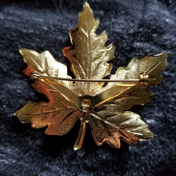 Relisted -vintage Autumn leaf brooch gold brown orange pin - Picture 8 of 8